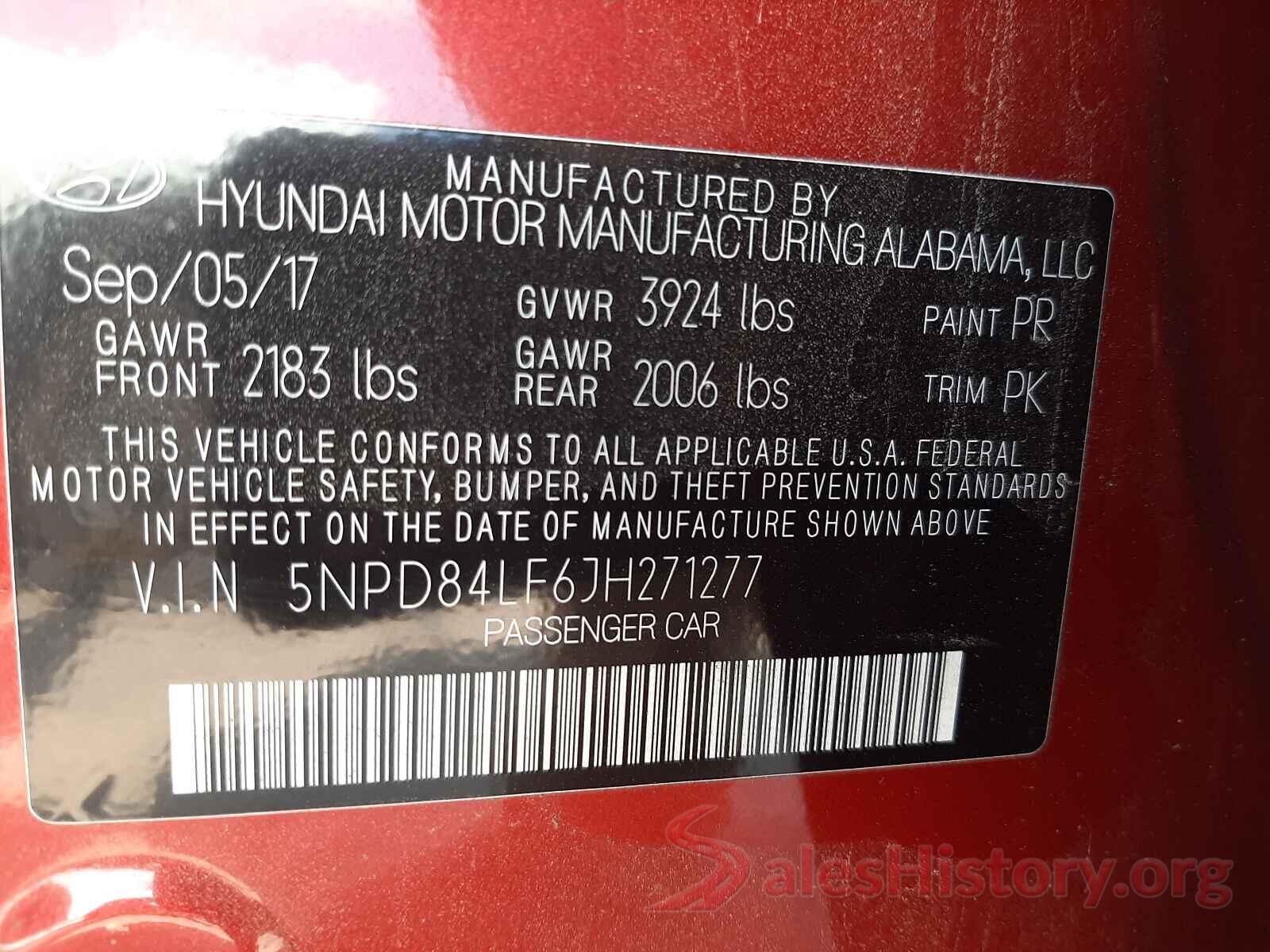 5NPD84LF6JH271277 2018 HYUNDAI ELANTRA