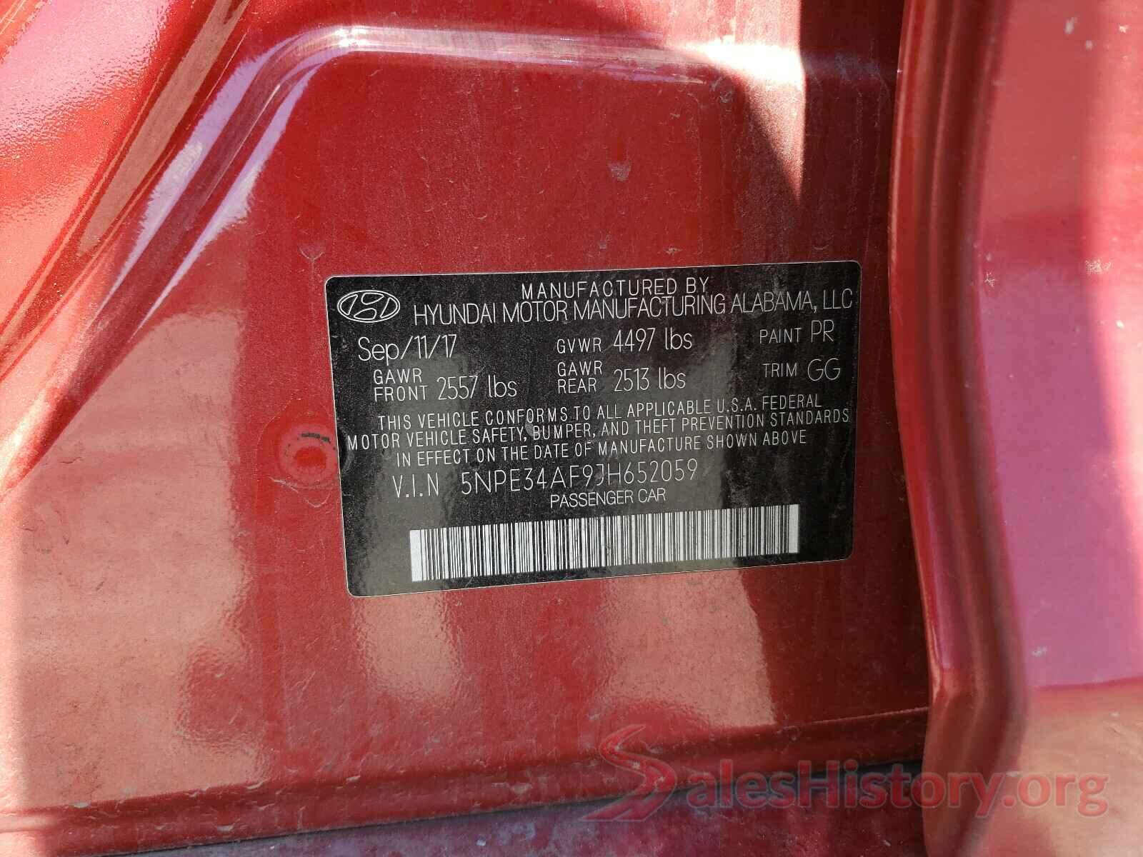 5NPE34AF9JH652059 2018 HYUNDAI SONATA