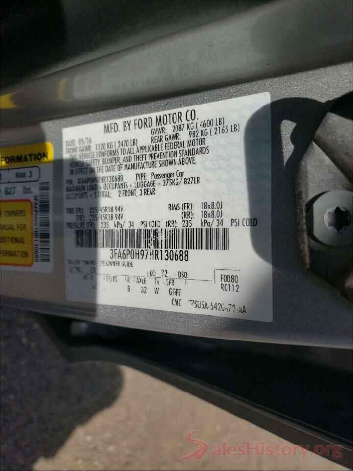 3FA6P0H97HR130688 2017 FORD FUSION