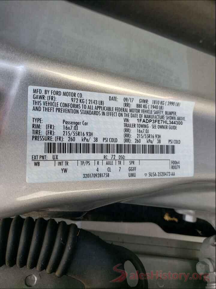 1FADP3FE7HL344300 2017 FORD FOCUS