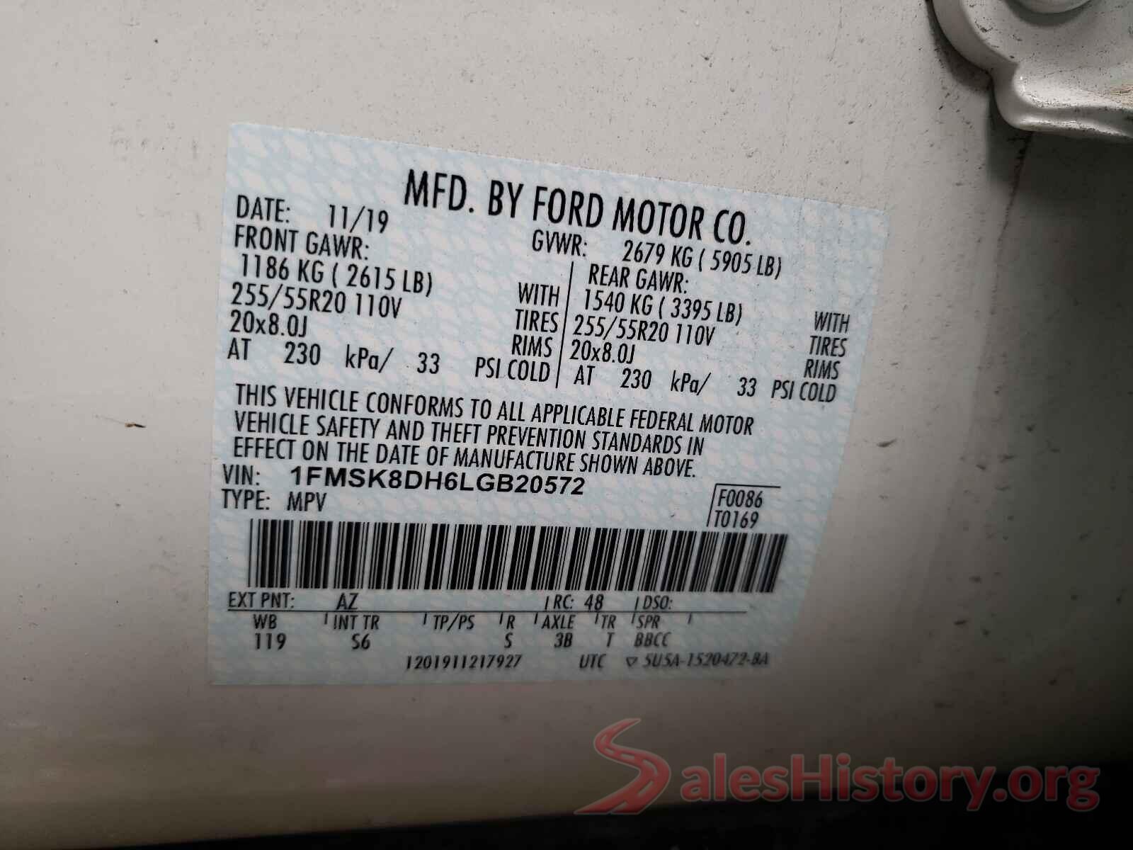 1FMSK8DH6LGB20572 2020 FORD EXPLORER