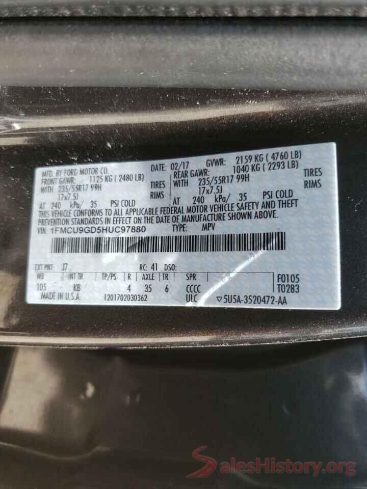 1FMCU9GD5HUC97880 2017 FORD ESCAPE