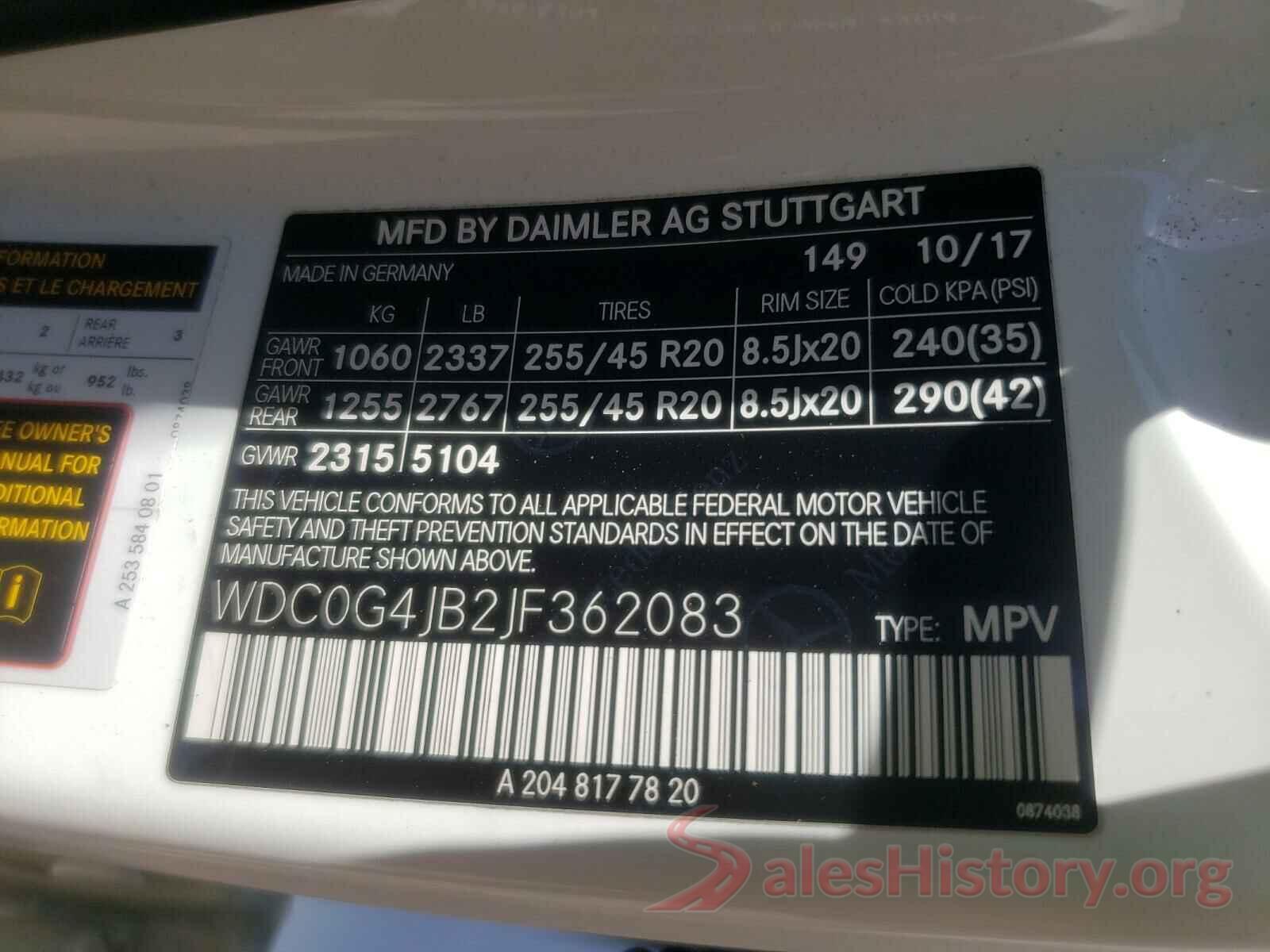 WDC0G4JB2JF362083 2018 MERCEDES-BENZ GLC-CLASS