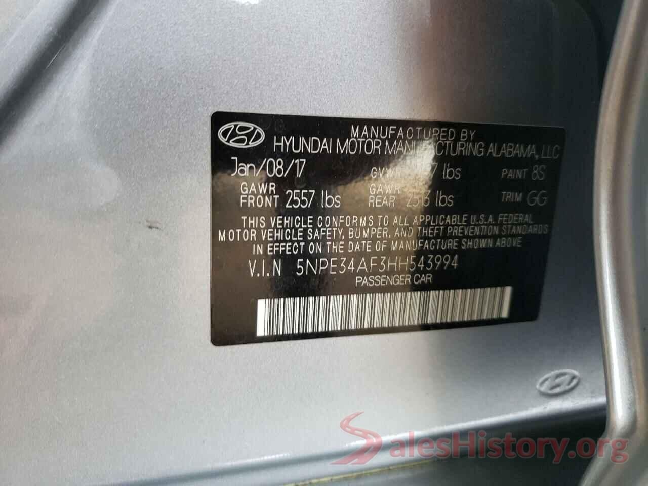 5NPE34AF3HH543994 2017 HYUNDAI SONATA