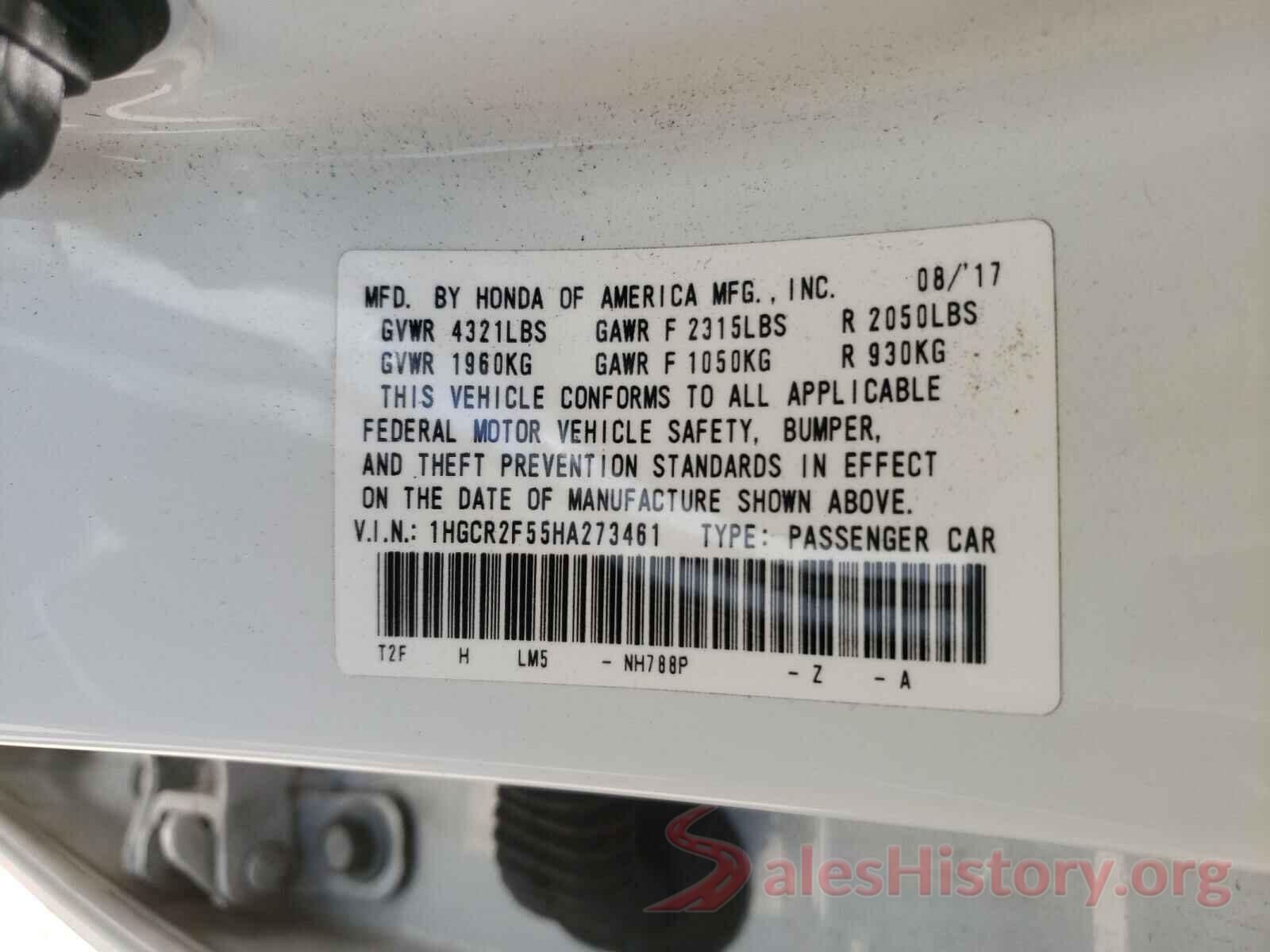 1HGCR2F55HA273461 2017 HONDA ACCORD