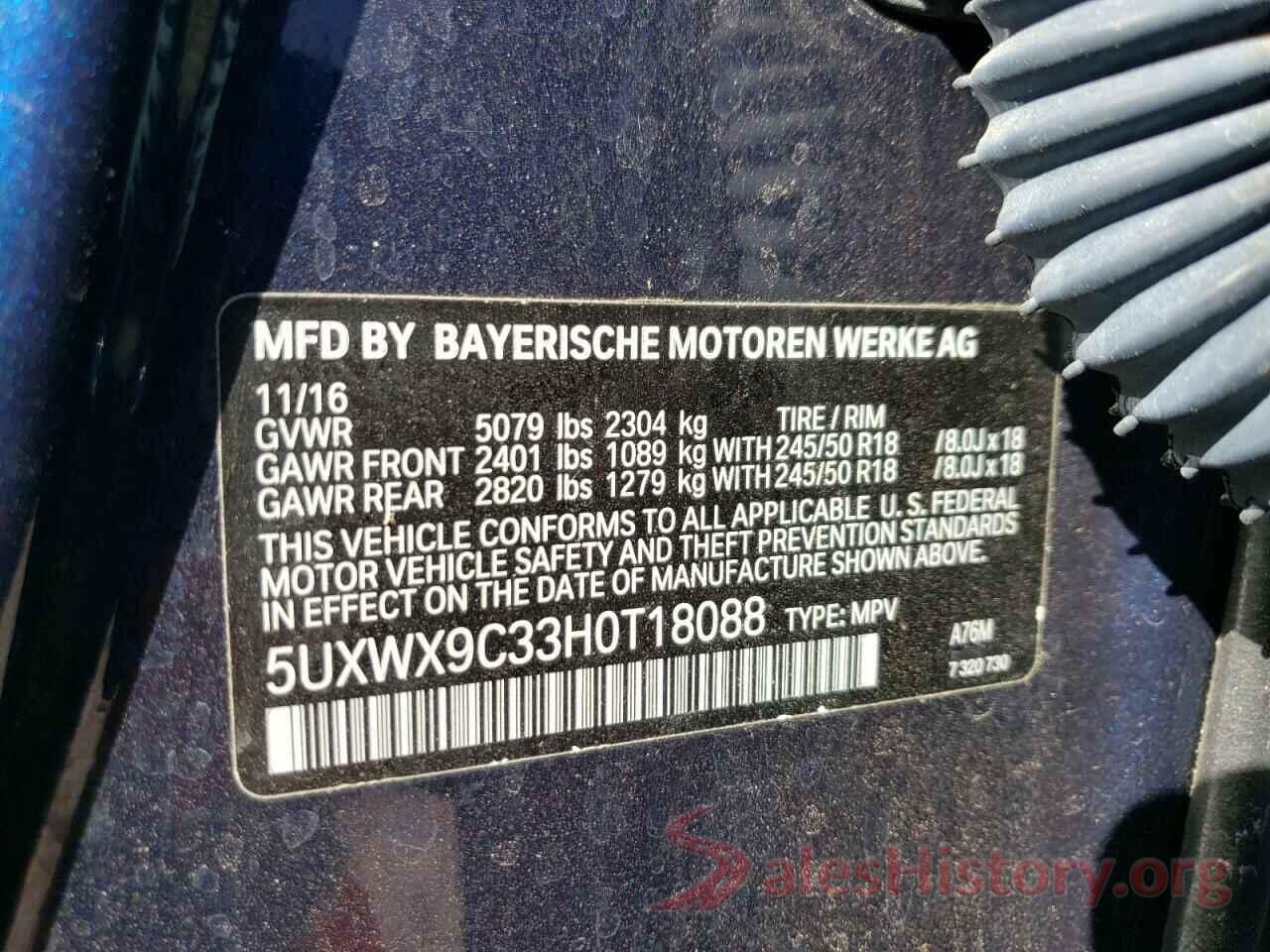 5UXWX9C33H0T18088 2017 BMW X3