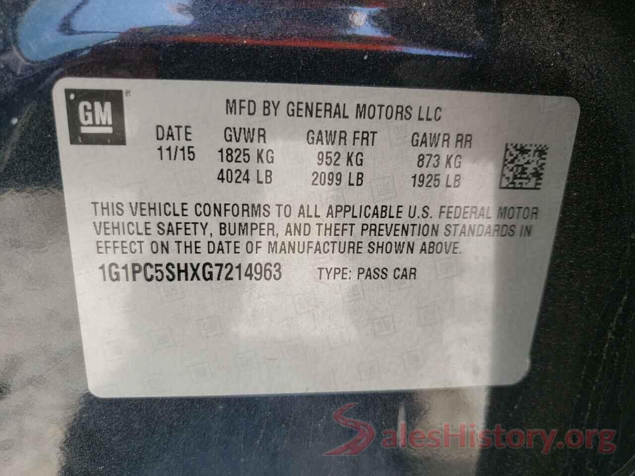 1G1PC5SHXG7214963 2016 CHEVROLET CRUZE