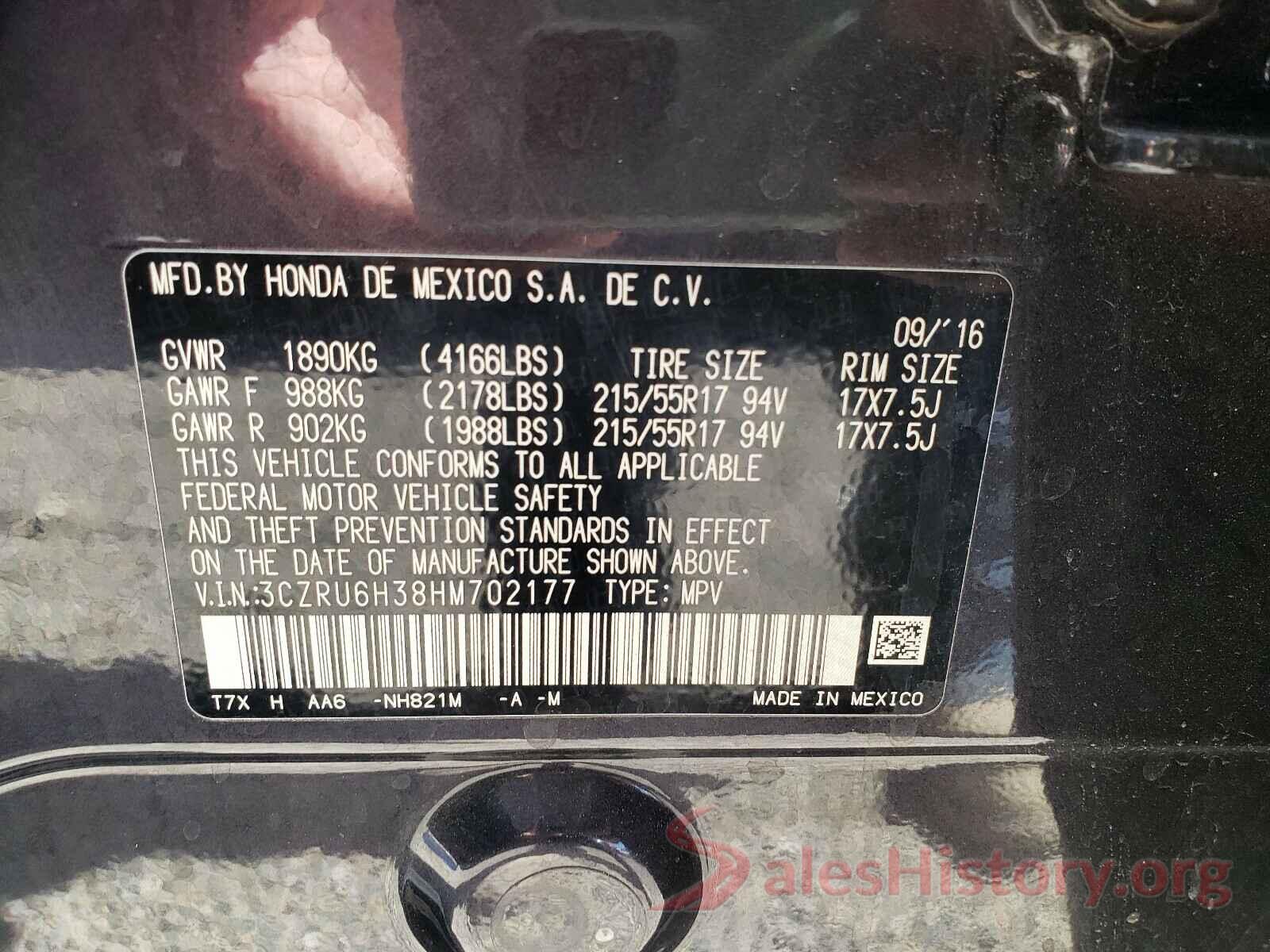 3CZRU6H38HM702177 2017 HONDA HR-V