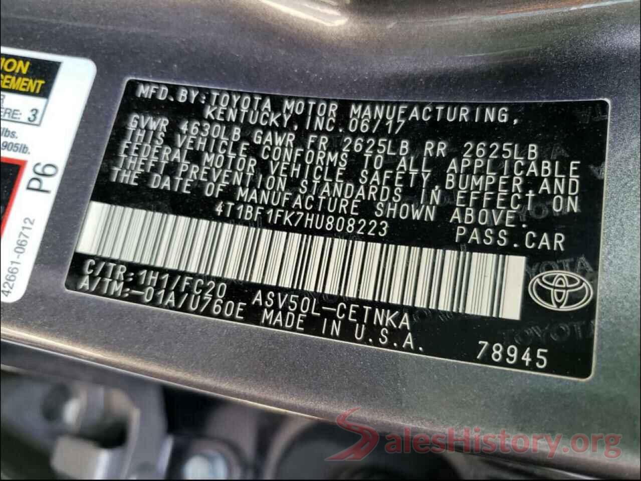 4T1BF1FK7HU808223 2017 TOYOTA CAMRY