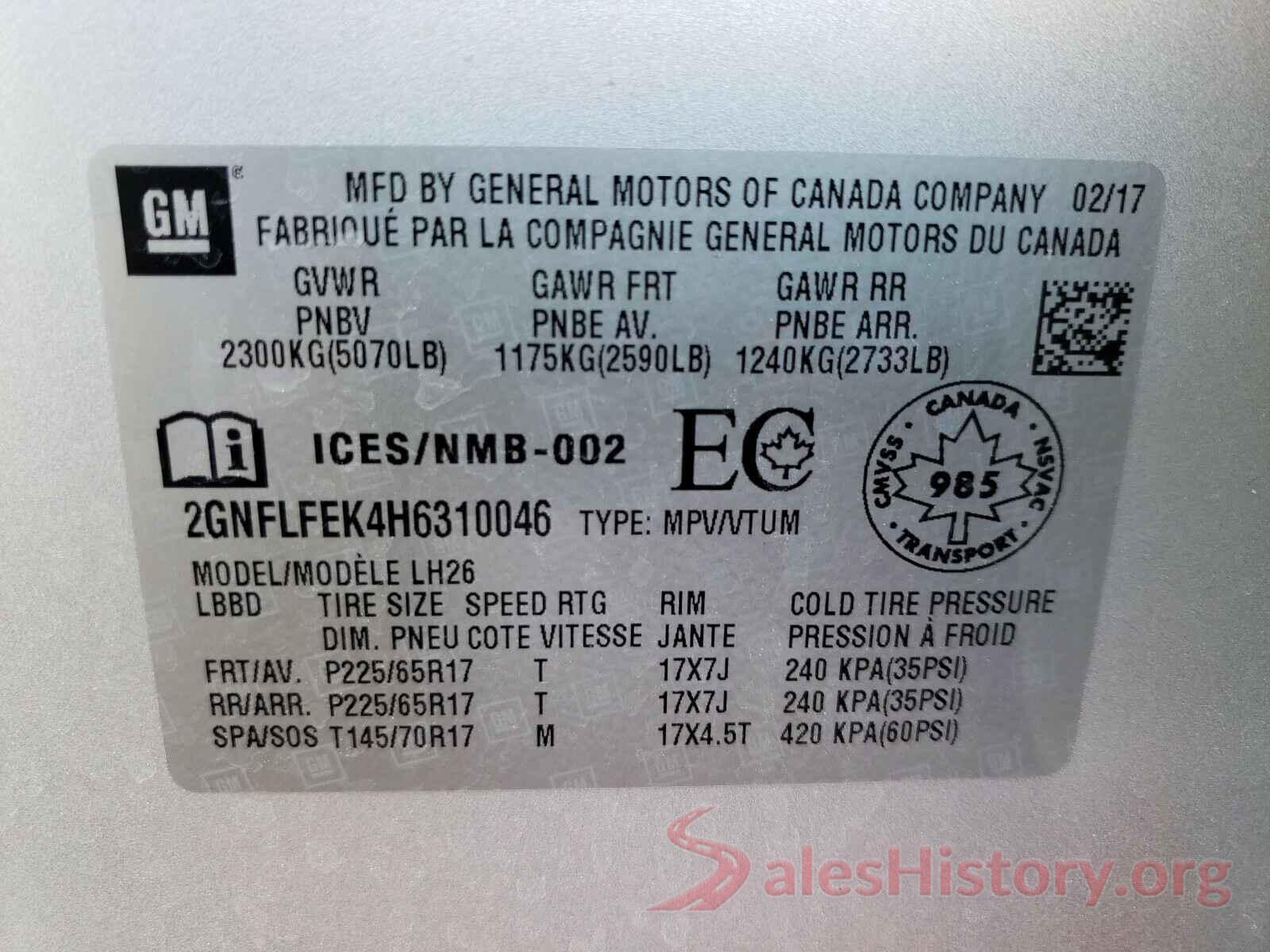 2GNFLFEK4H6310046 2017 CHEVROLET EQUINOX