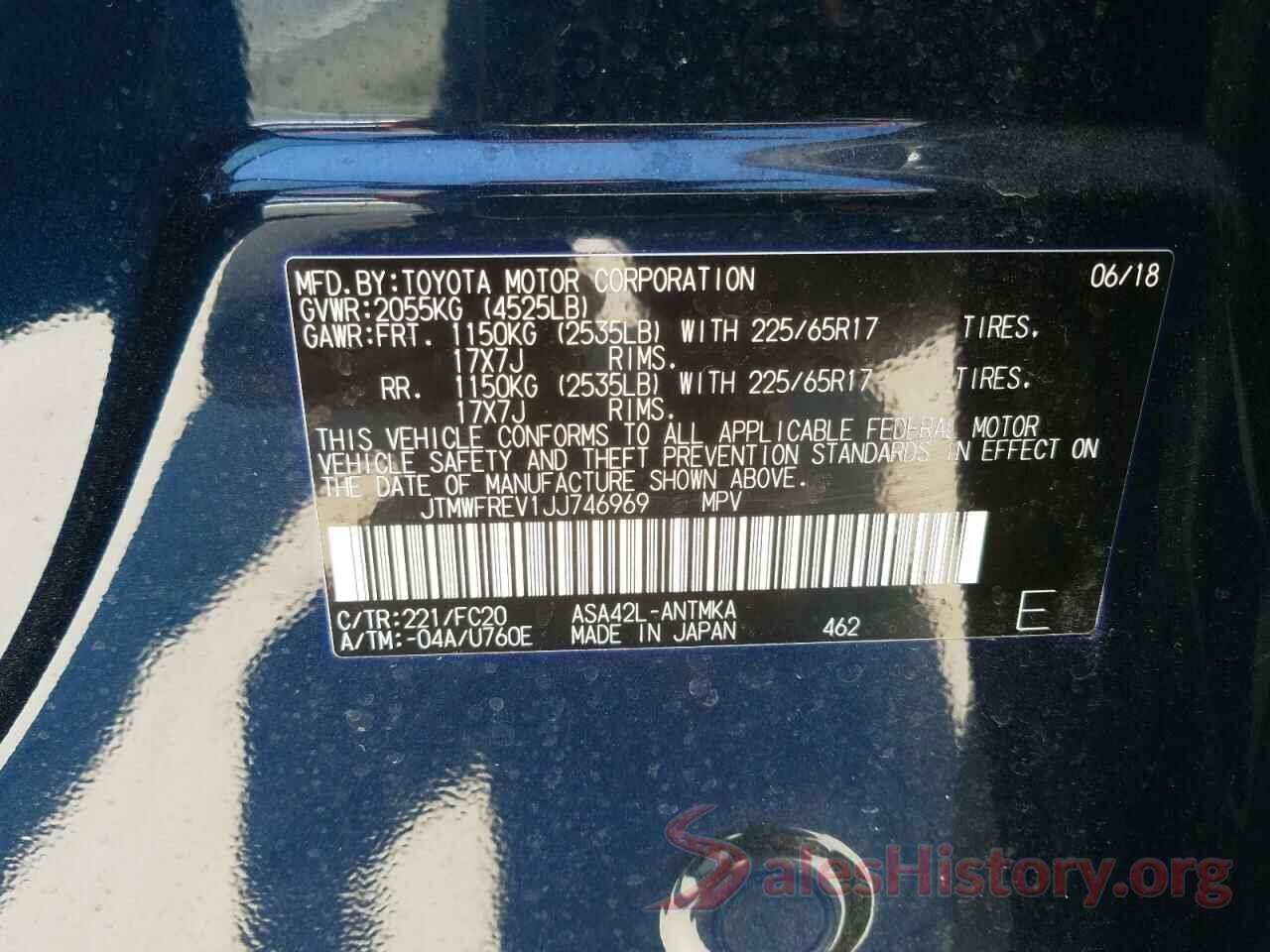 JTMWFREV1JJ746969 2018 TOYOTA RAV4