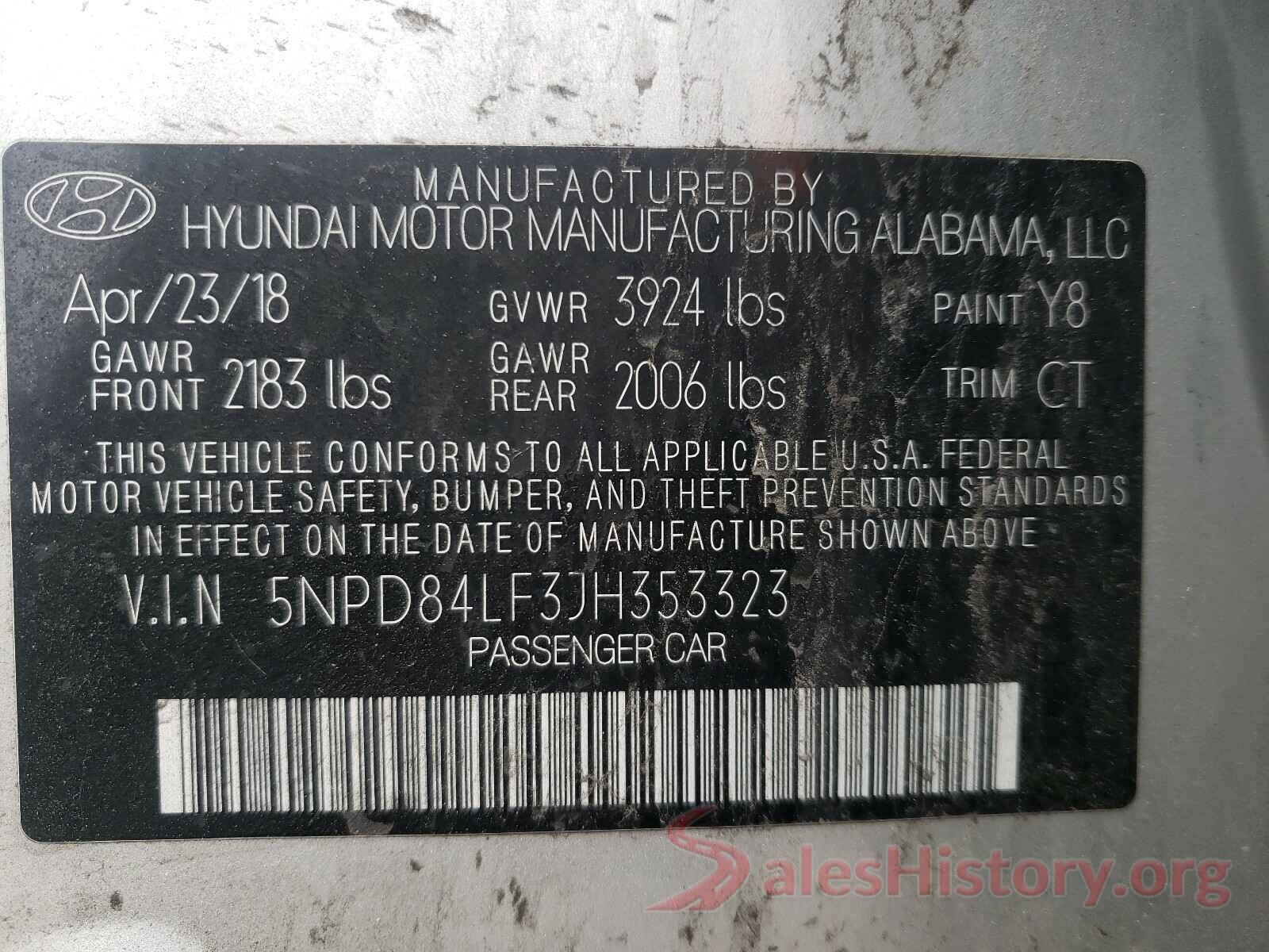 5NPD84LF3JH353323 2018 HYUNDAI ELANTRA