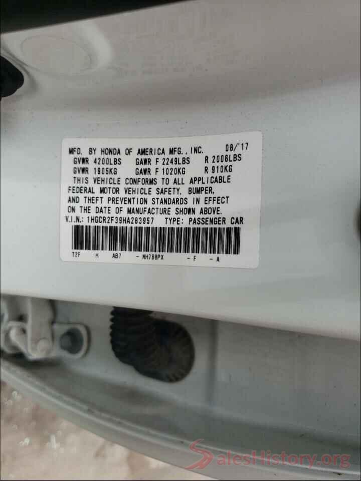 1HGCR2F39HA283957 2017 HONDA ACCORD