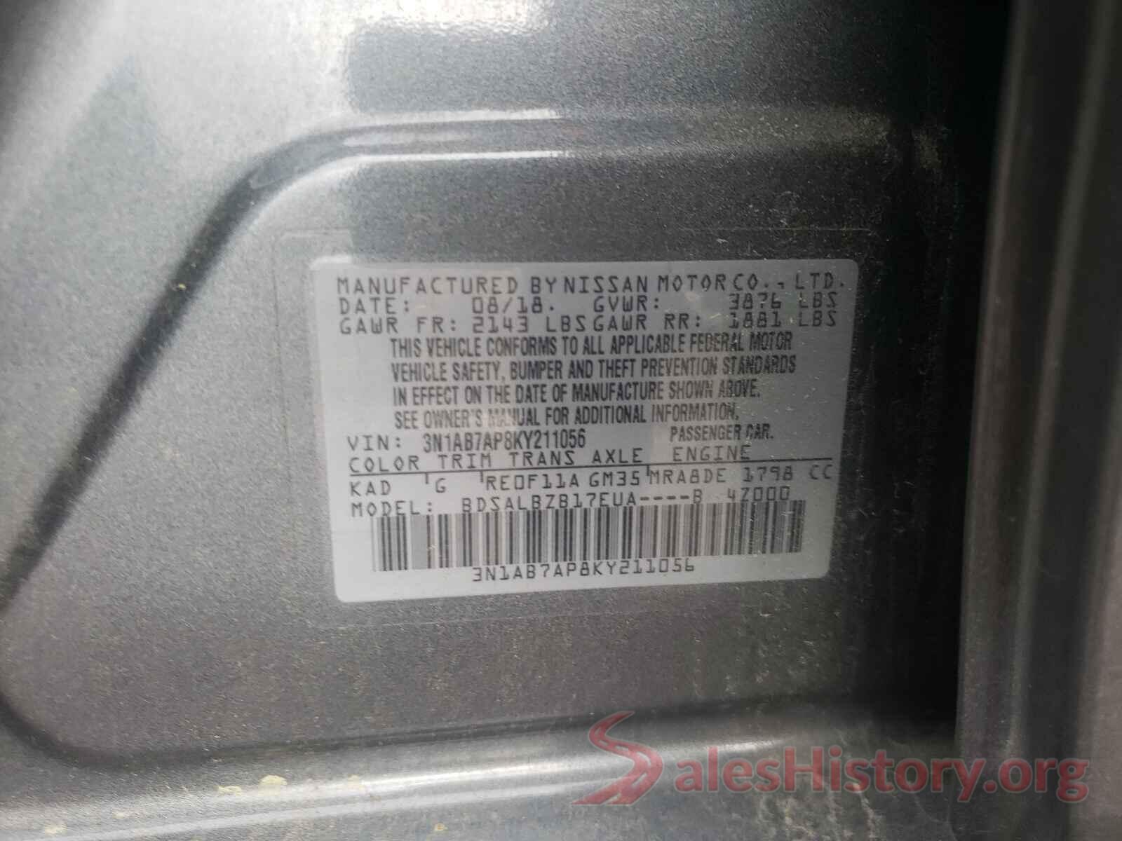 3N1AB7AP8KY211056 2019 NISSAN SENTRA