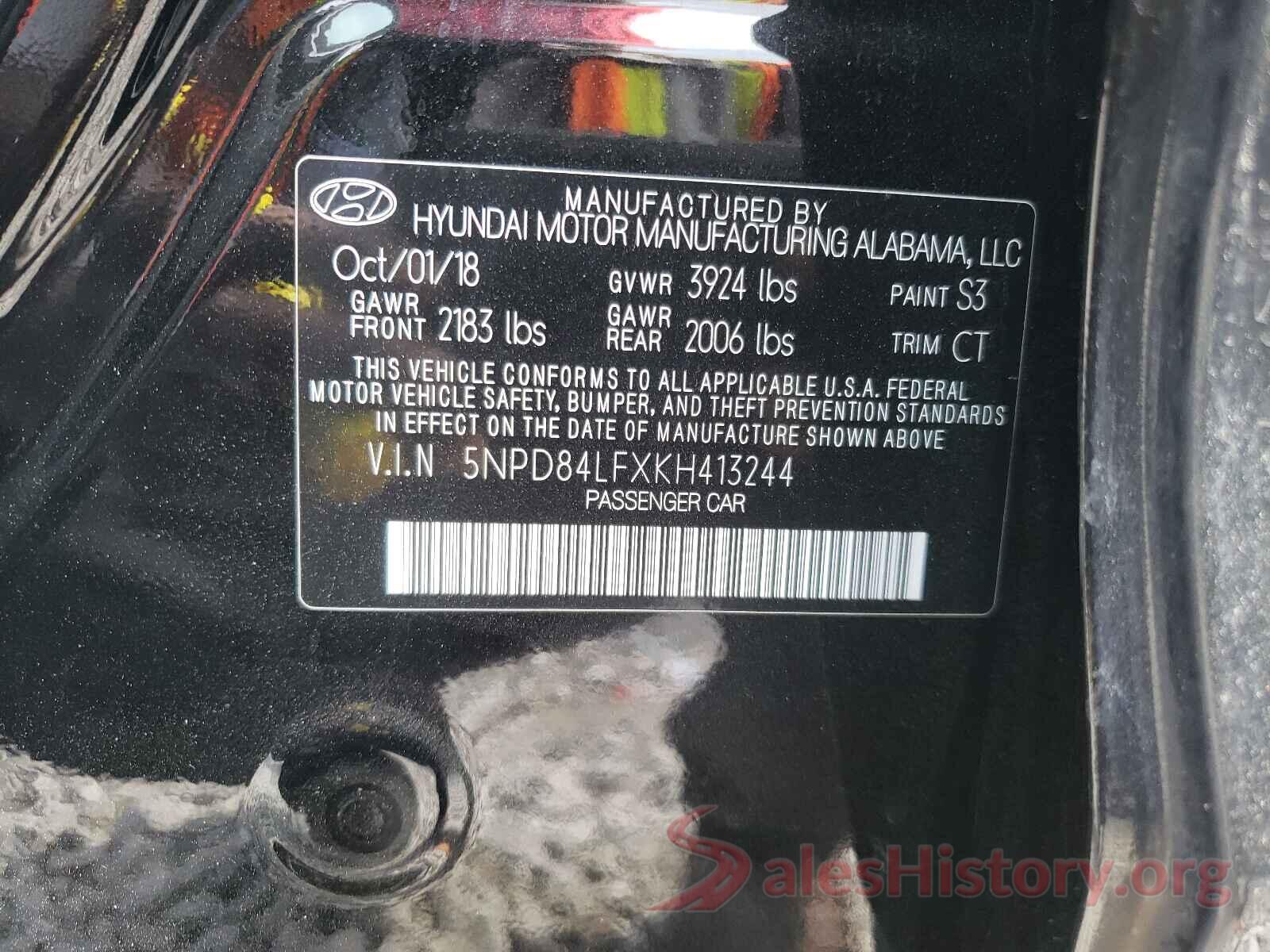 5NPD84LFXKH413244 2019 HYUNDAI ELANTRA