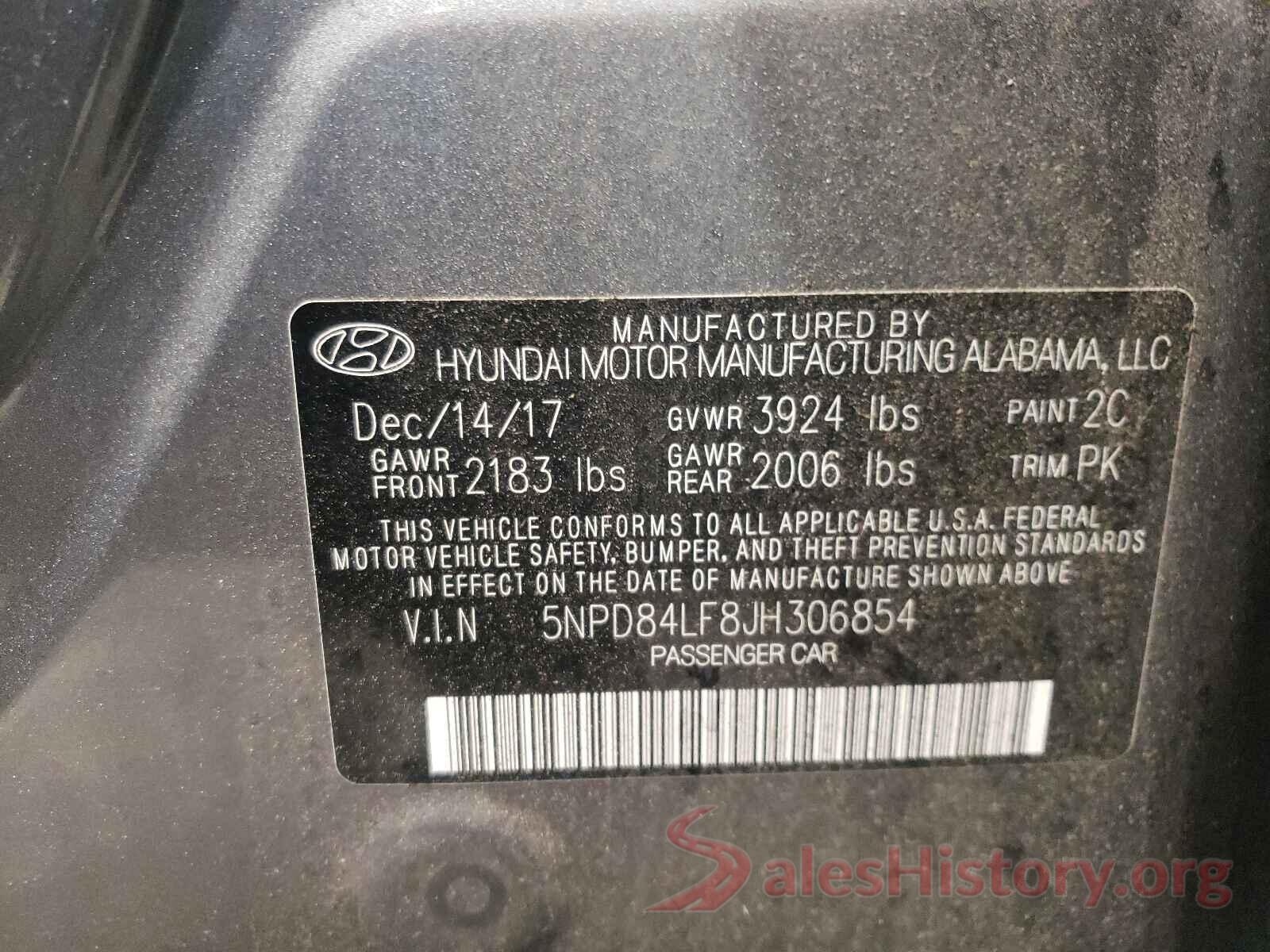 5NPD84LF8JH306854 2018 HYUNDAI ELANTRA