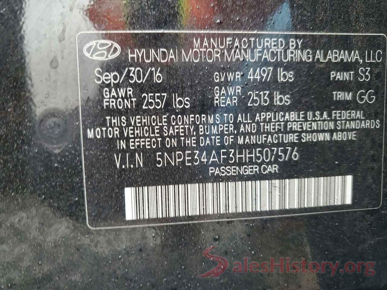 5NPE34AF3HH507576 2017 HYUNDAI SONATA