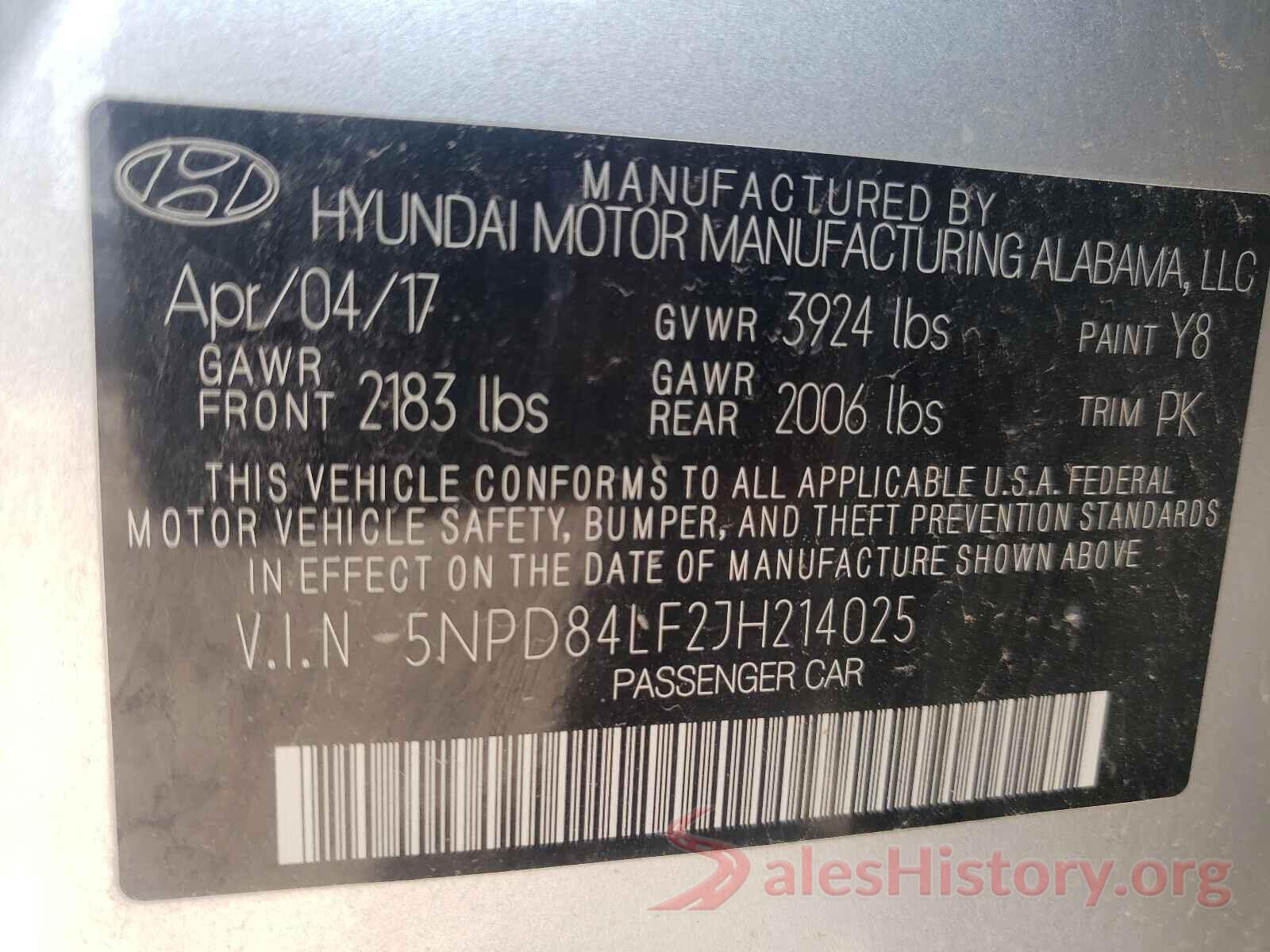 5NPD84LF2JH214025 2018 HYUNDAI ELANTRA