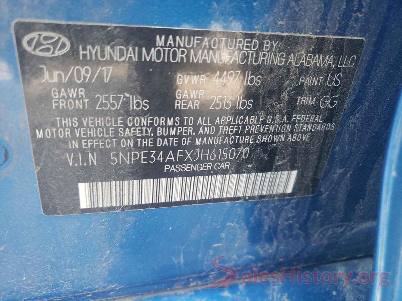 5NPE34AFXJH615070 2018 HYUNDAI SONATA