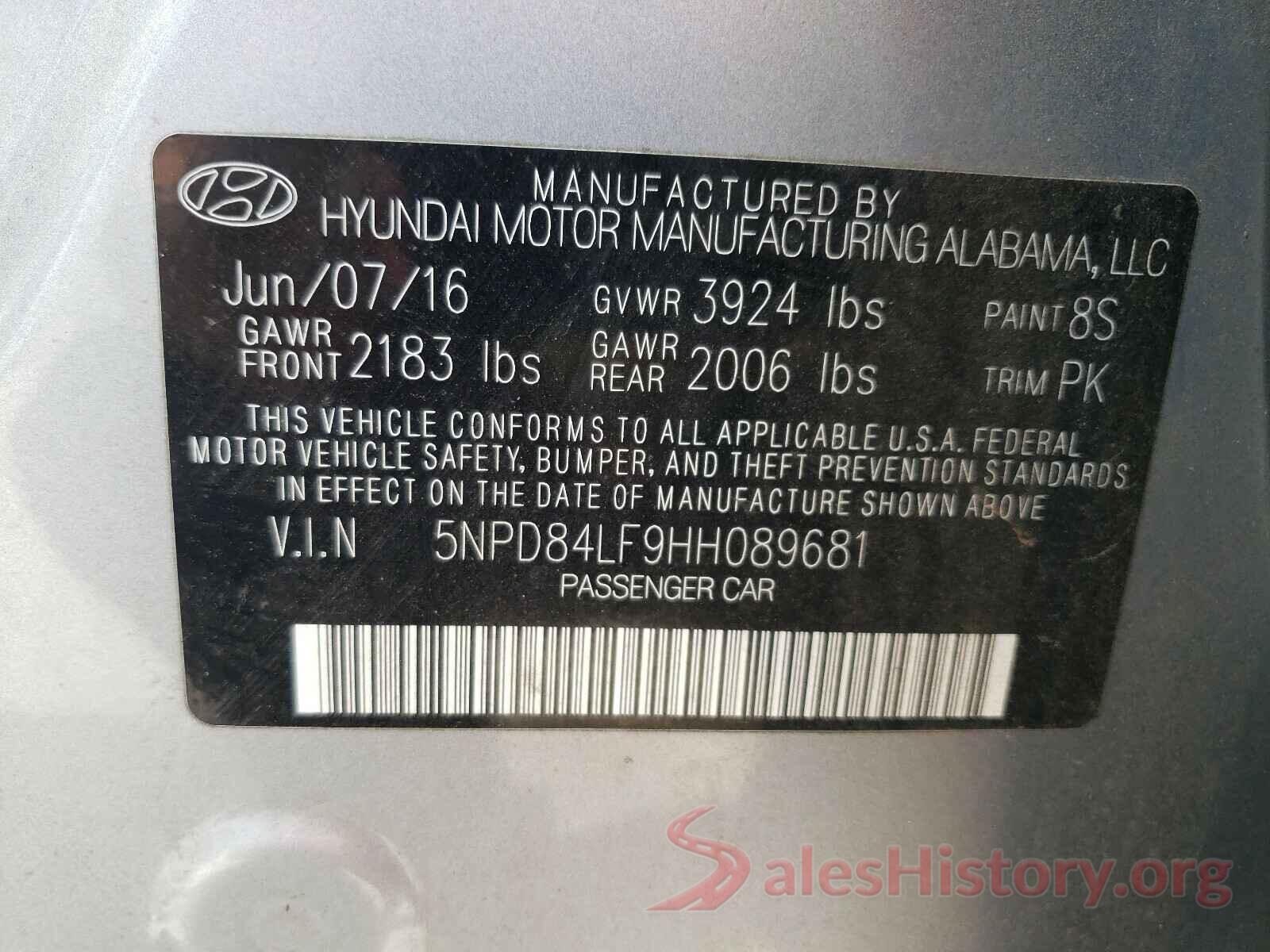 5NPD84LF9HH089681 2017 HYUNDAI ELANTRA