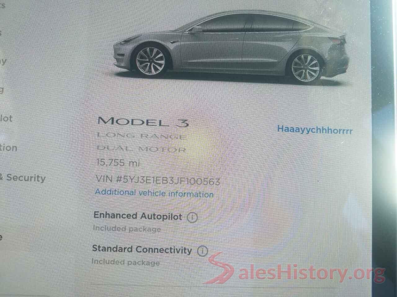 5YJ3E1EB3JF100563 2018 TESLA MODEL 3