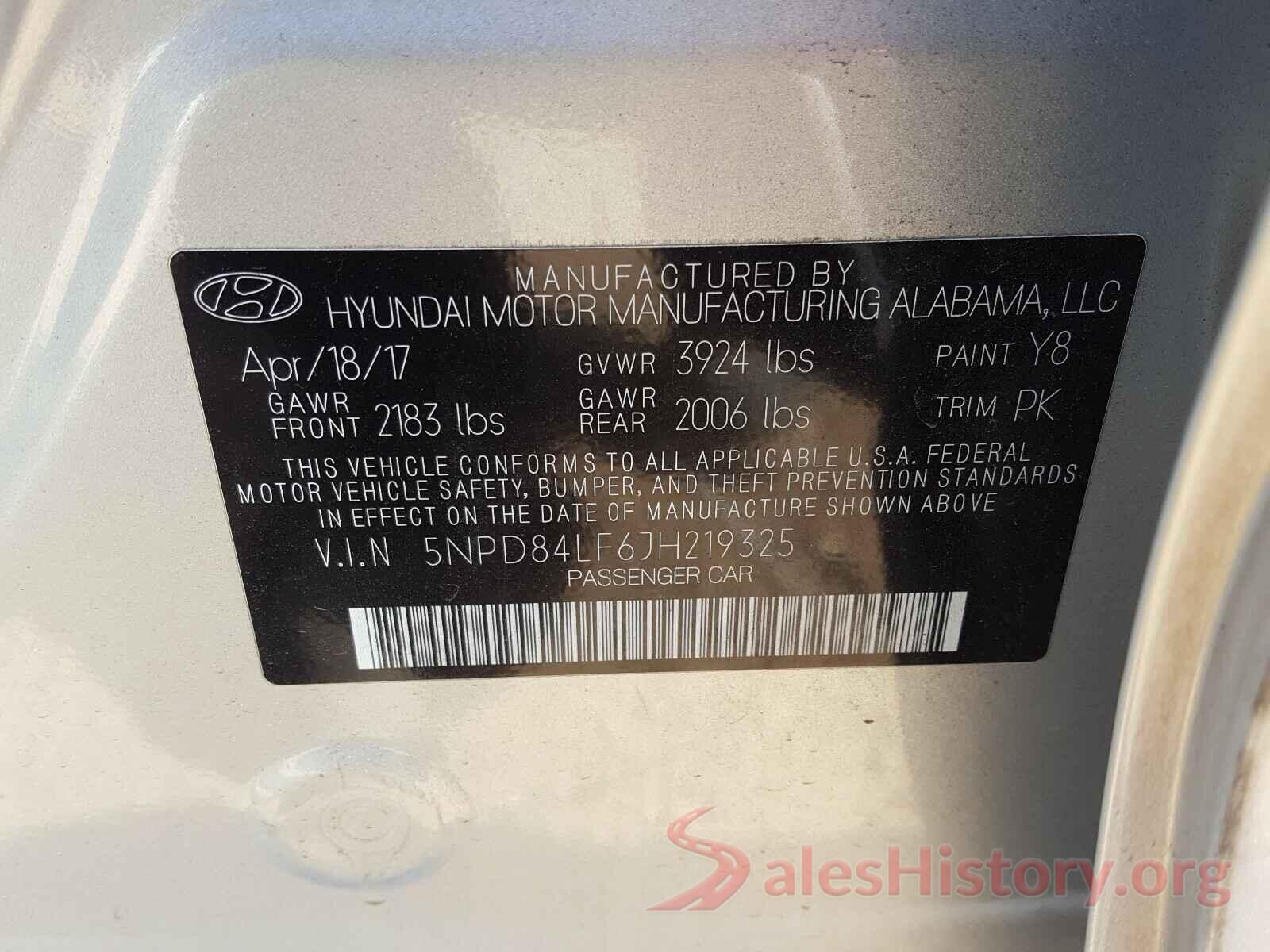 5NPD84LF6JH219325 2018 HYUNDAI ELANTRA