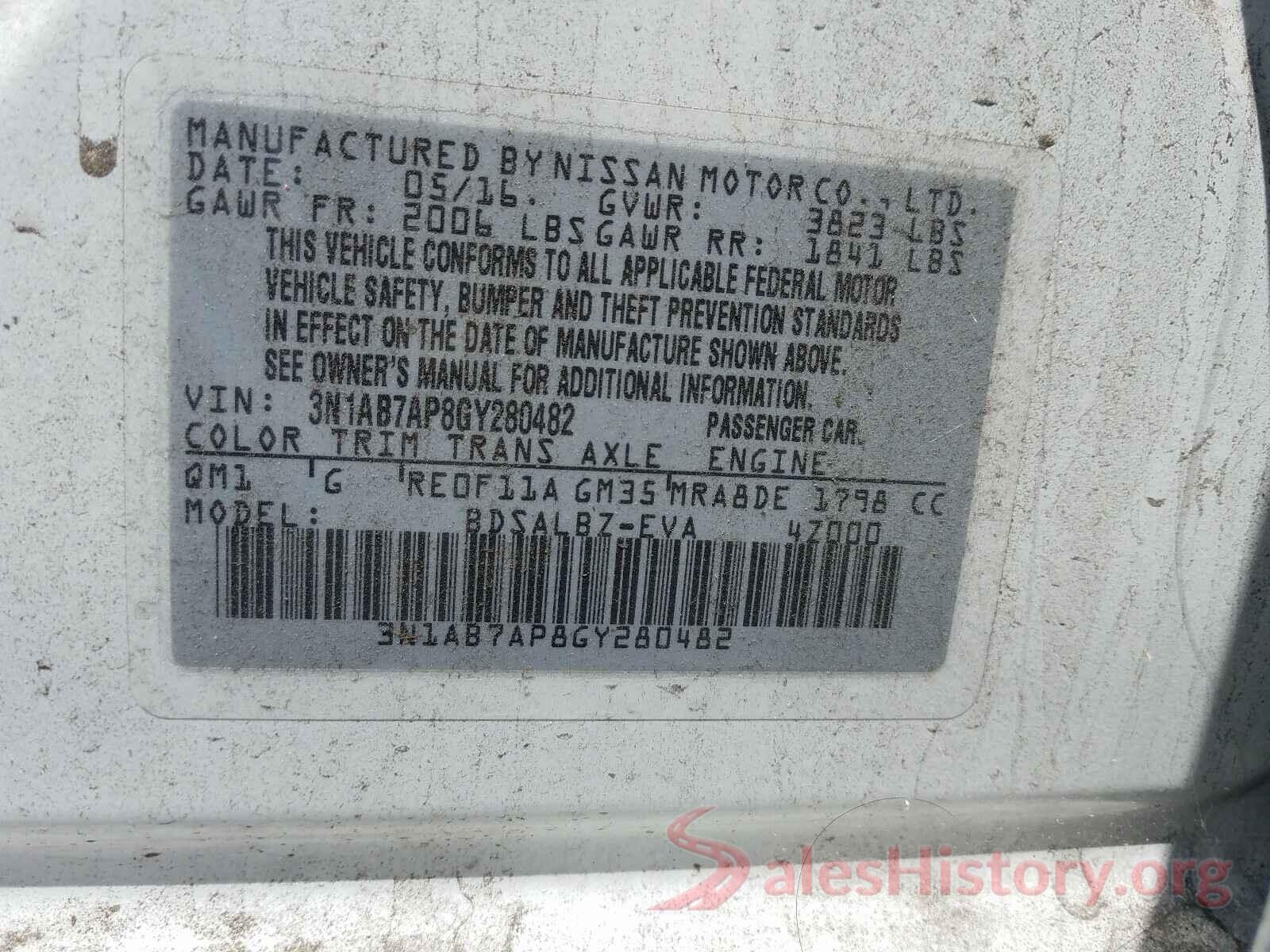 3N1AB7AP8GY280482 2016 NISSAN SENTRA