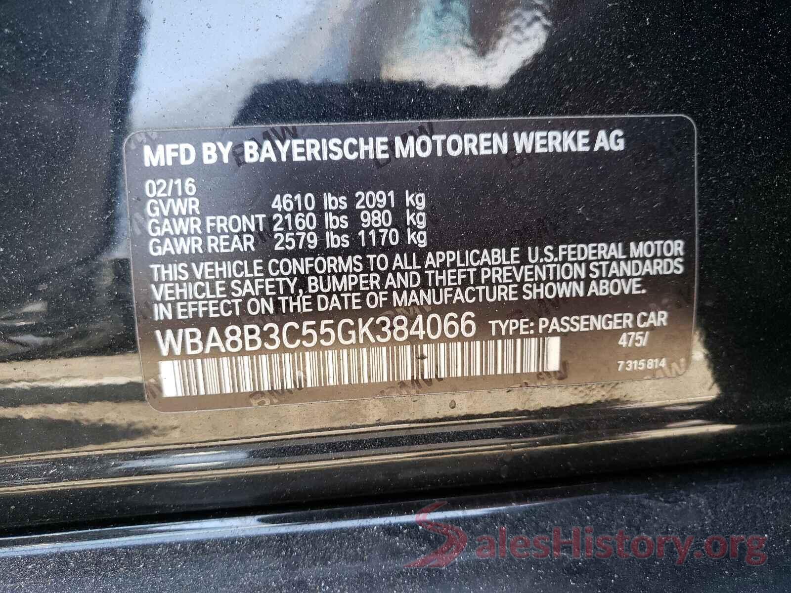 WBA8B3C55GK384066 2016 BMW 3 SERIES