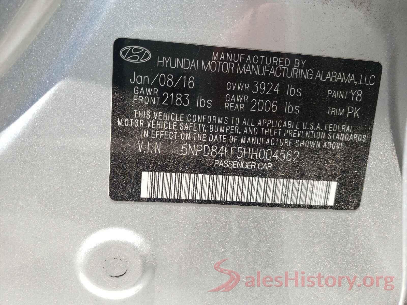 5NPD84LF5HH004562 2017 HYUNDAI ELANTRA