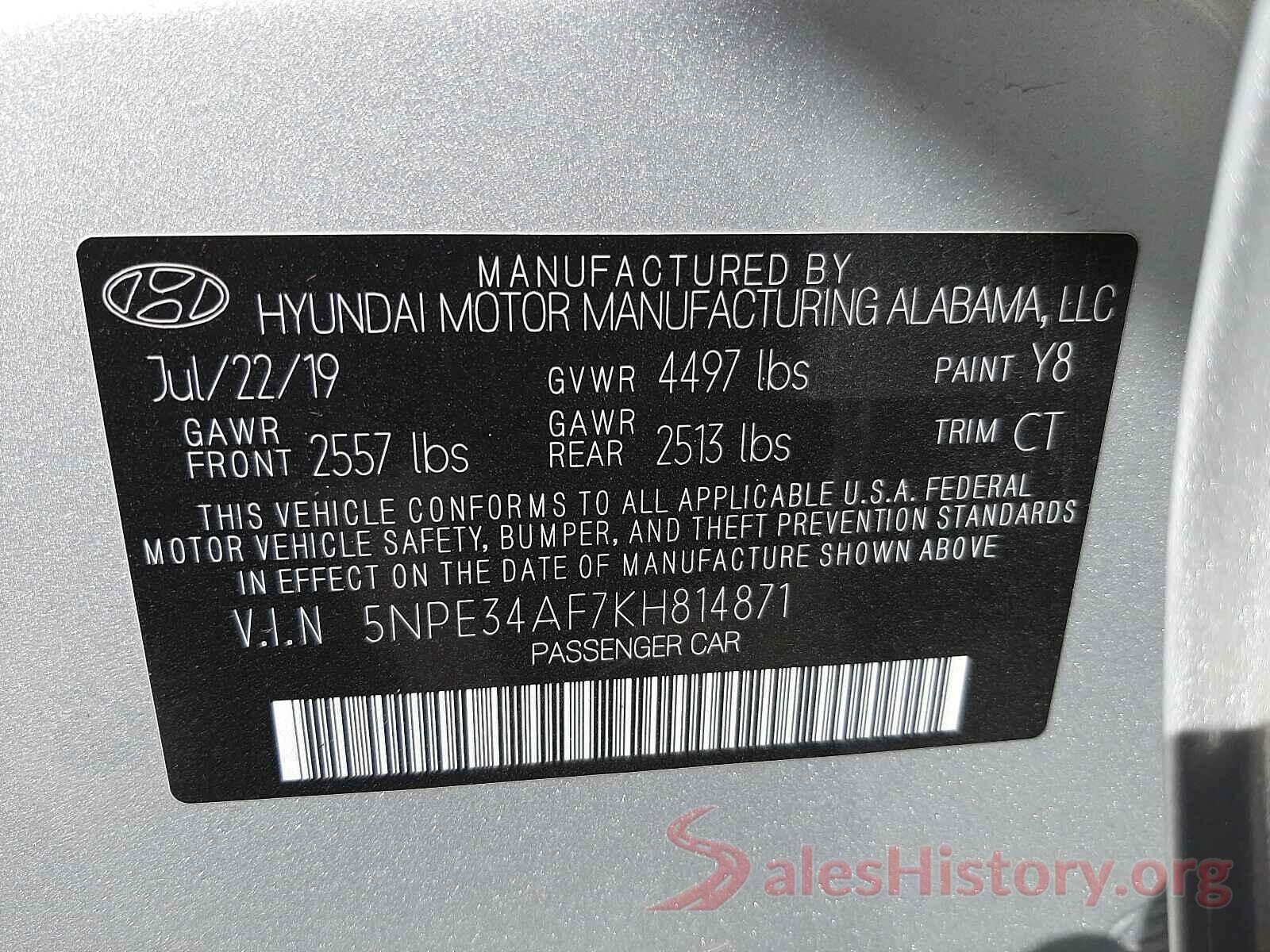 5NPE34AF7KH814871 2019 HYUNDAI SONATA