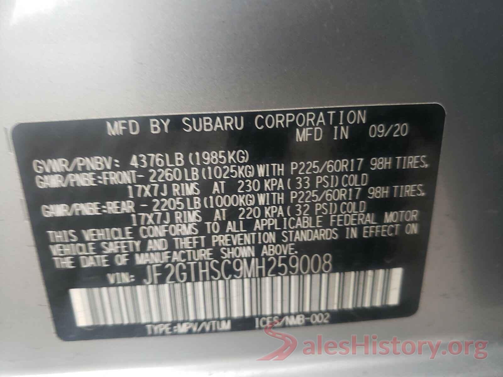 JF2GTHSC9MH259008 2021 SUBARU CROSSTREK