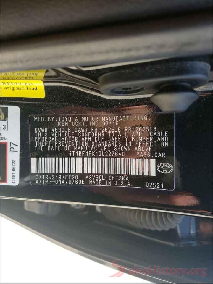 4T1BF1FK1GU227640 2016 TOYOTA CAMRY