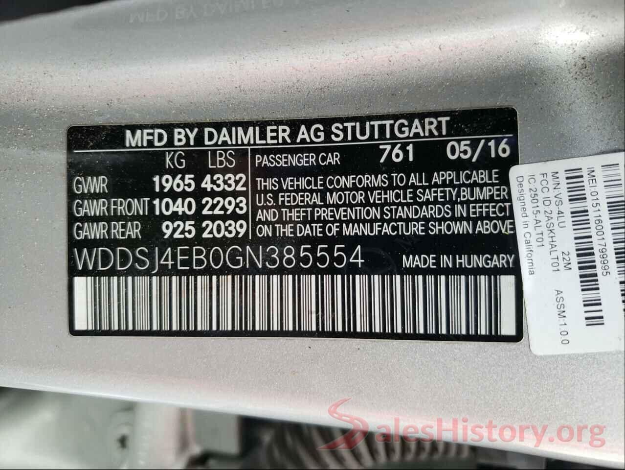 WDDSJ4EB0GN385554 2016 MERCEDES-BENZ C CLASS