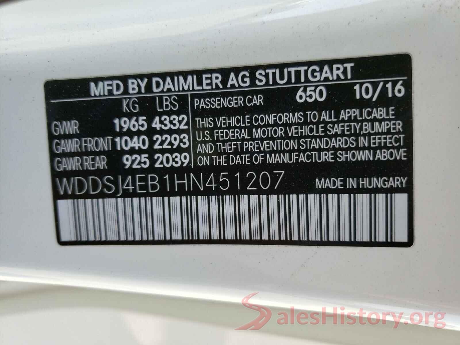 WDDSJ4EB1HN451207 2017 MERCEDES-BENZ C CLASS