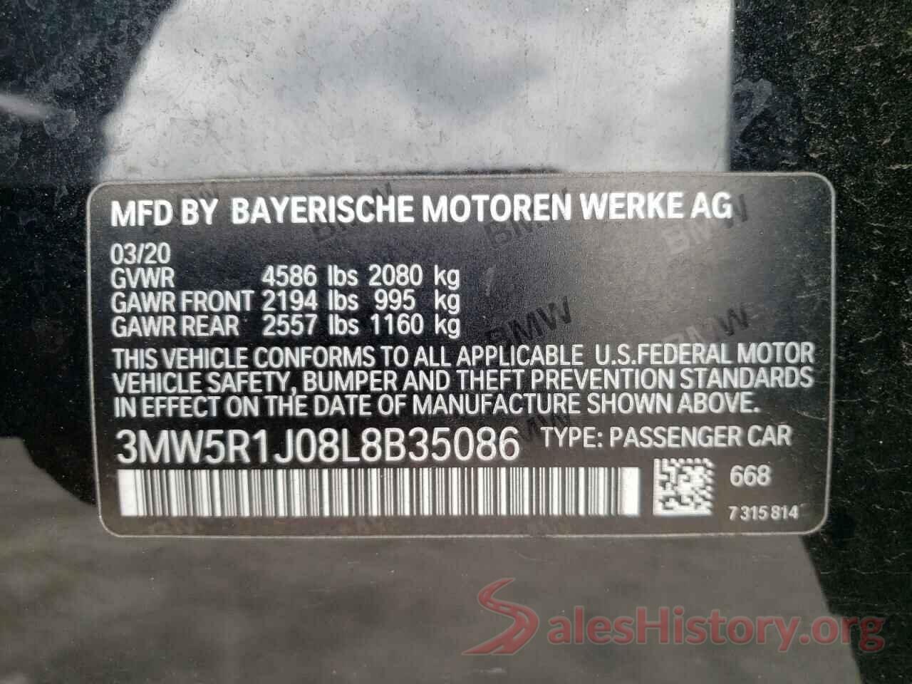 3MW5R1J08L8B35086 2020 BMW 3 SERIES