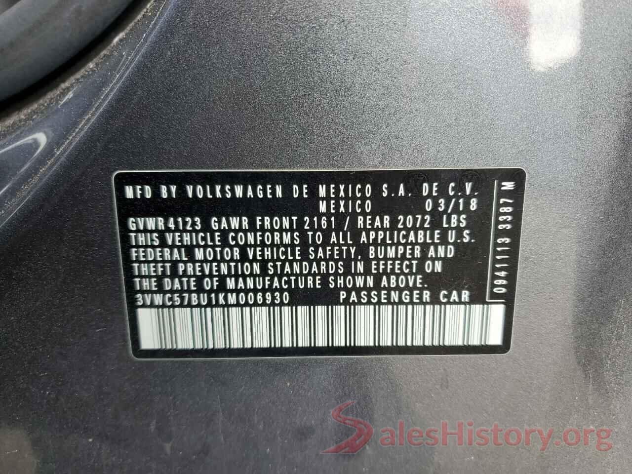 3VWC57BU1KM006930 2019 VOLKSWAGEN JETTA