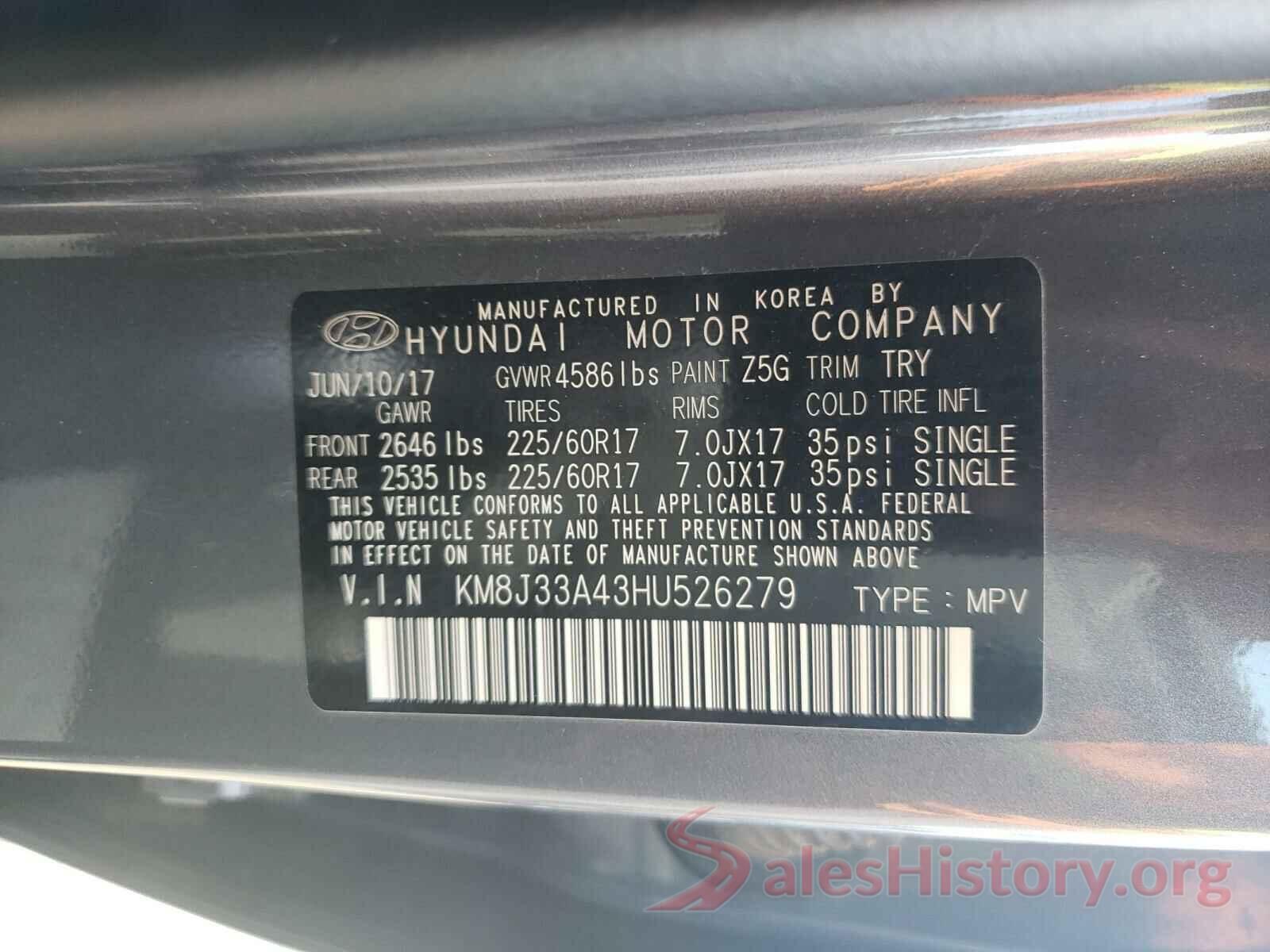 KM8J33A43HU526279 2017 HYUNDAI TUCSON