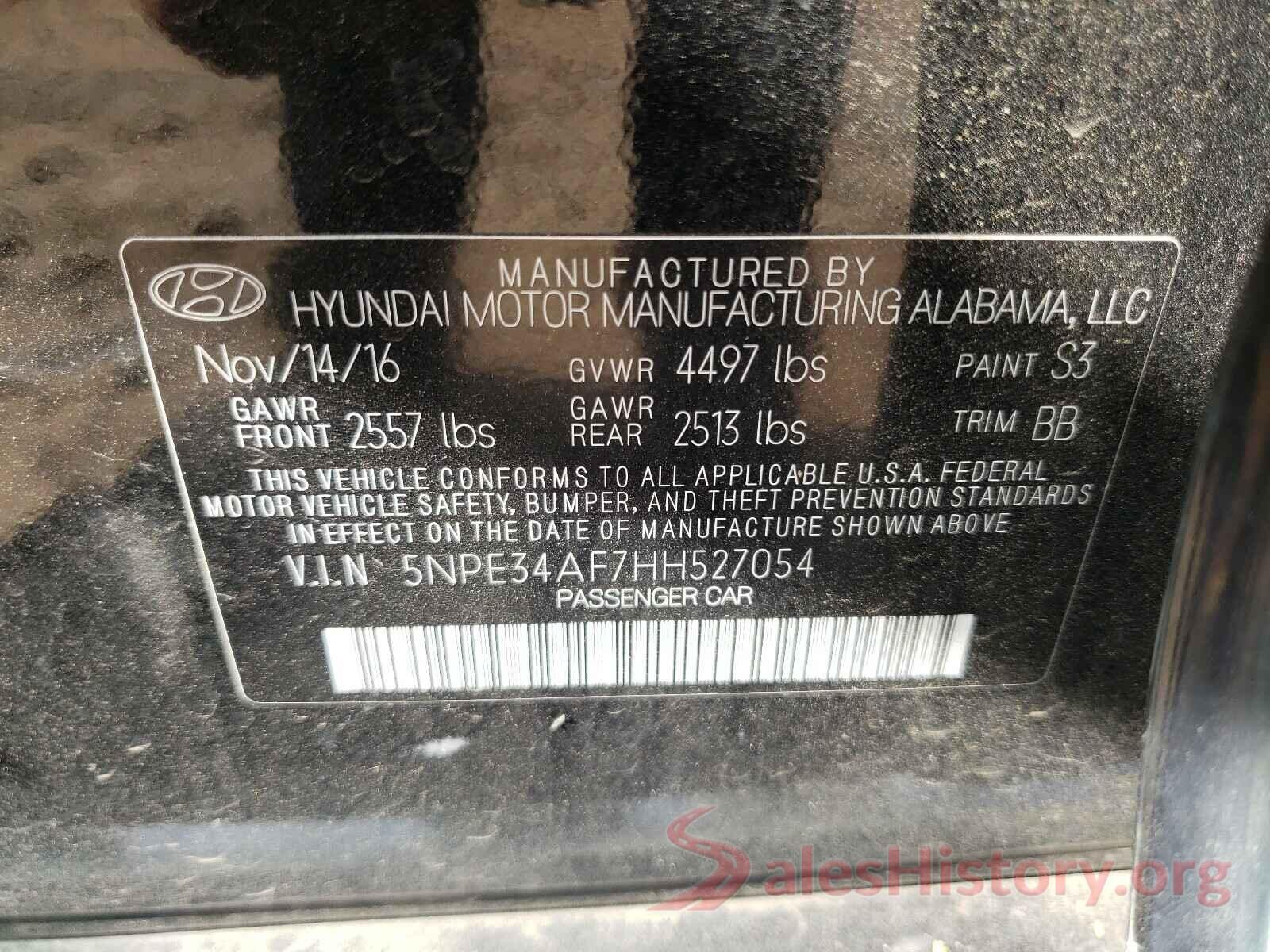 5NPE34AF7HH527054 2017 HYUNDAI SONATA