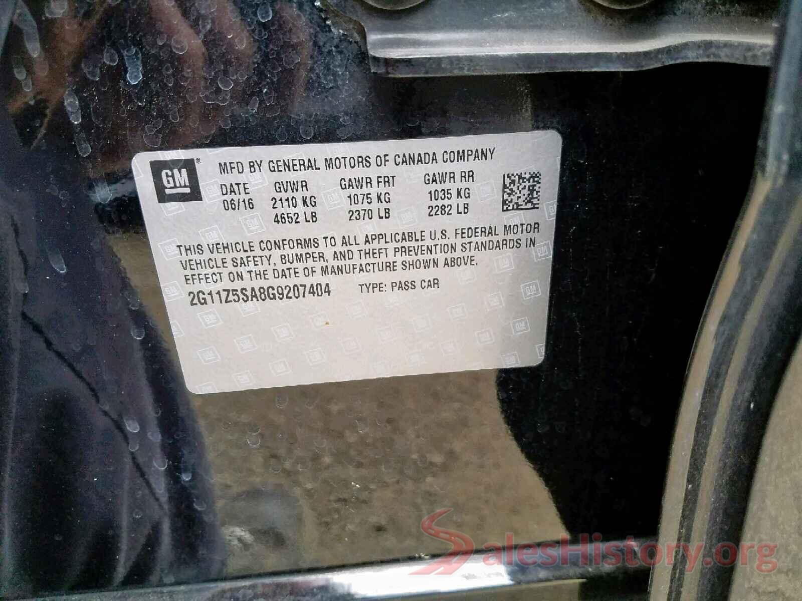 2G11Z5SA8G9207404 2016 CHEVROLET IMPALA