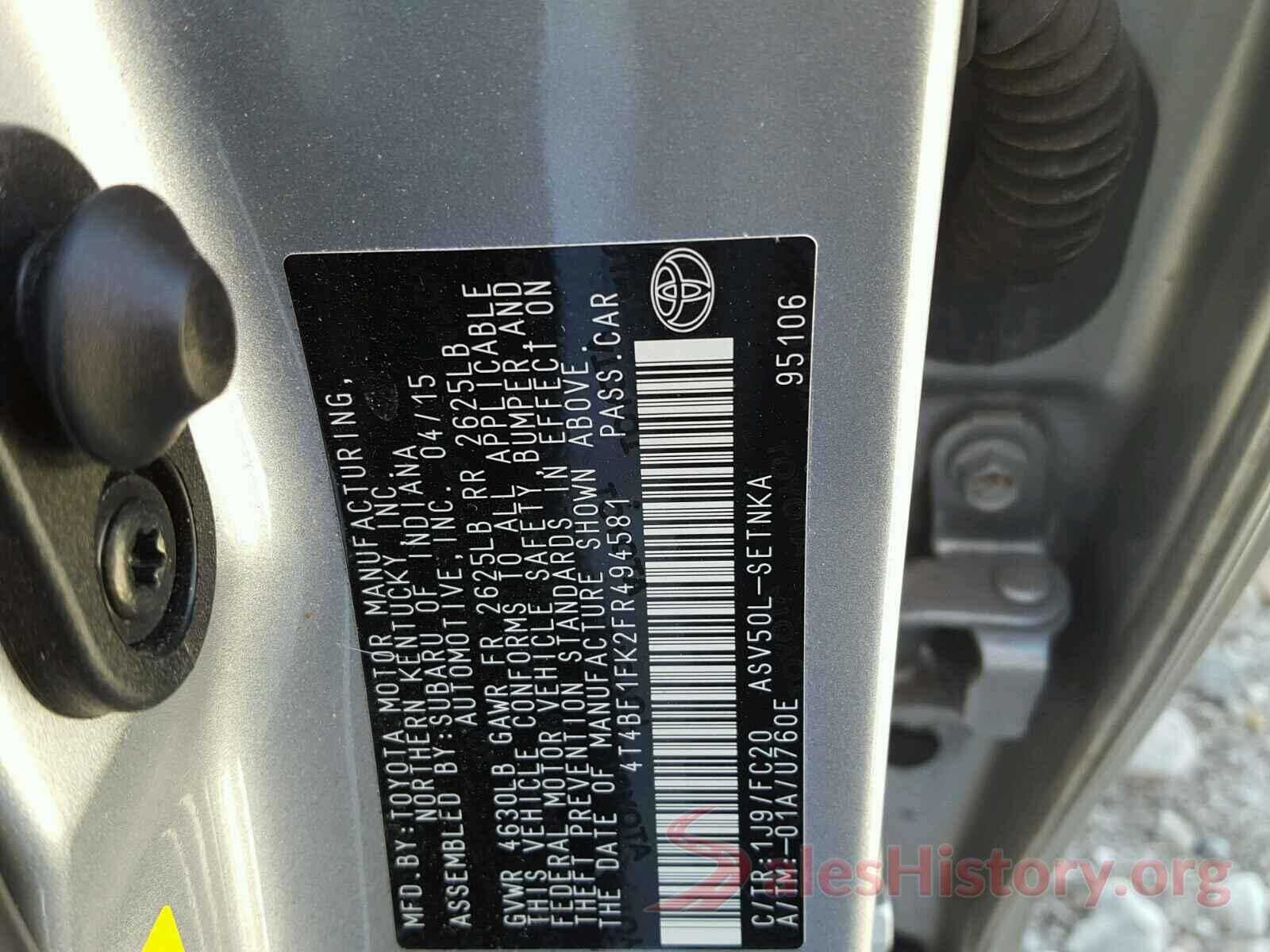 4T4BF1FK2FR494581 2015 TOYOTA CAMRY