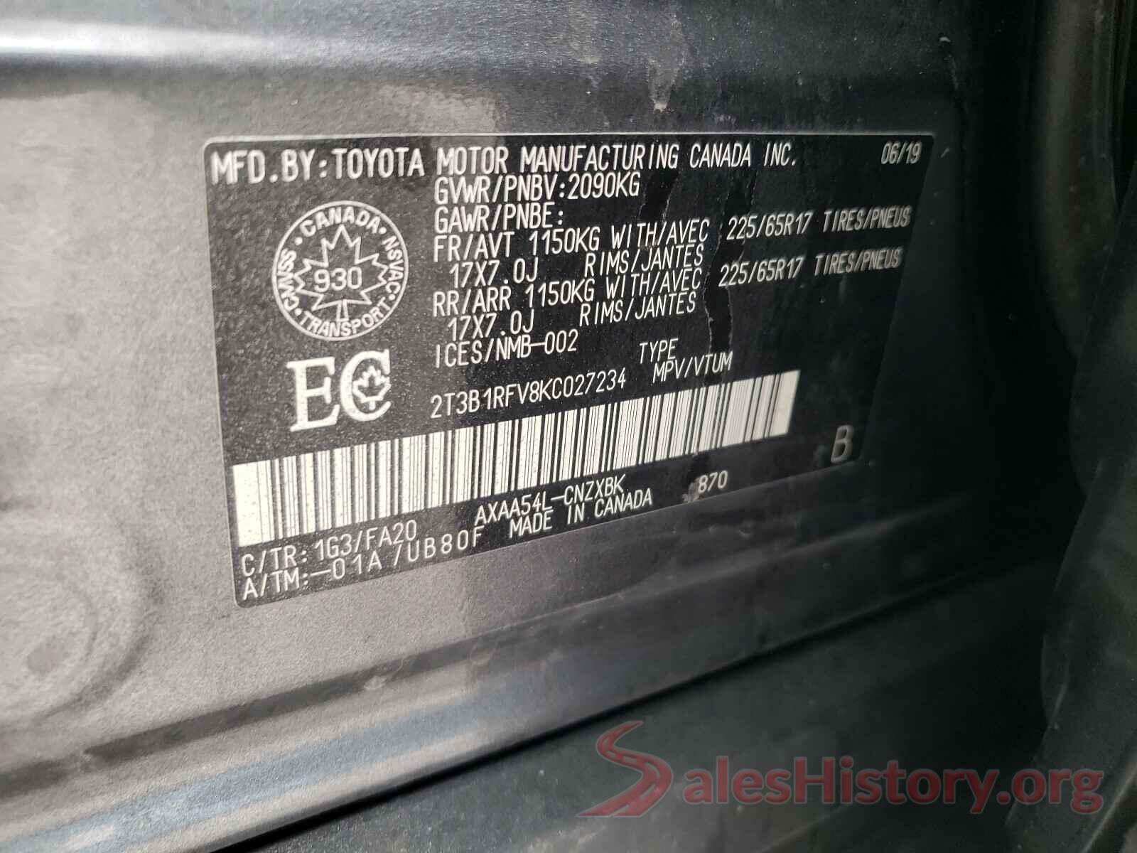 2T3B1RFV8KC027234 2019 TOYOTA RAV4