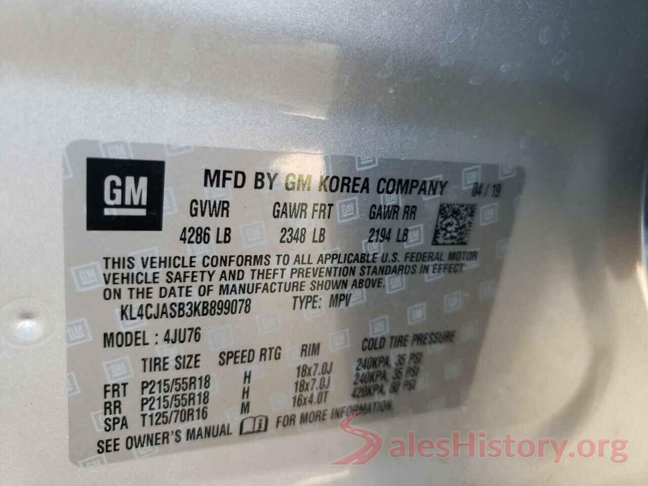 KL4CJASB3KB899078 2019 BUICK ENCORE