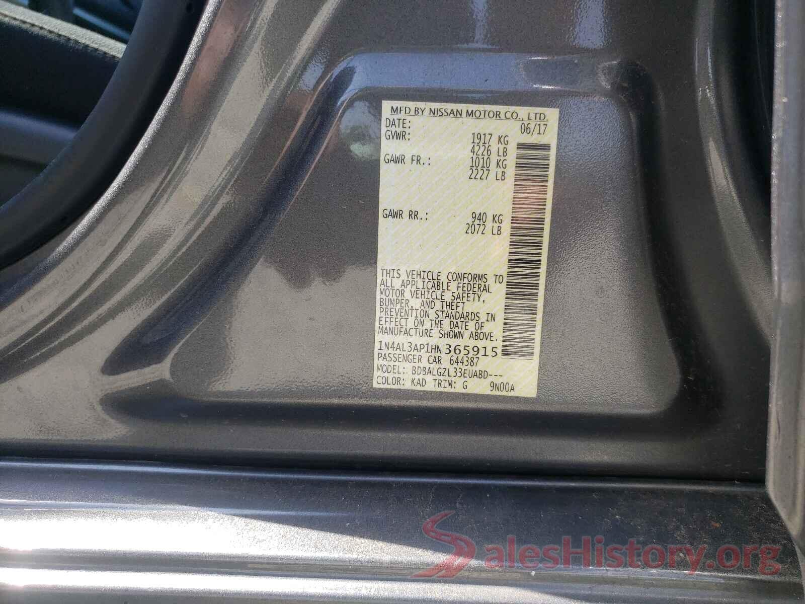 1N4AL3AP1HN365915 2017 NISSAN ALTIMA