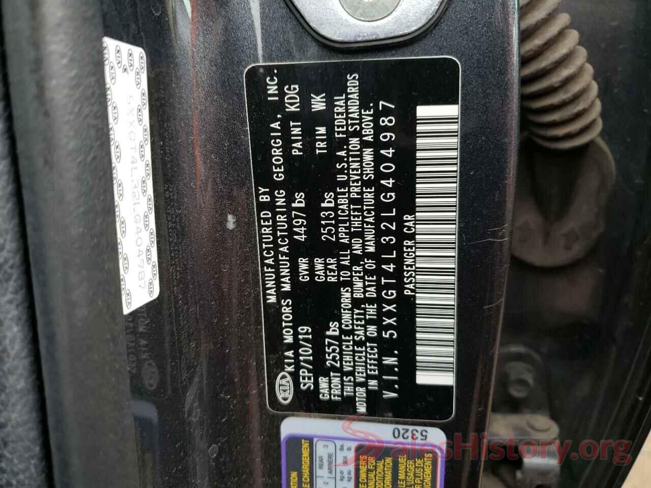 5XXGT4L32LG404987 2020 KIA OPTIMA