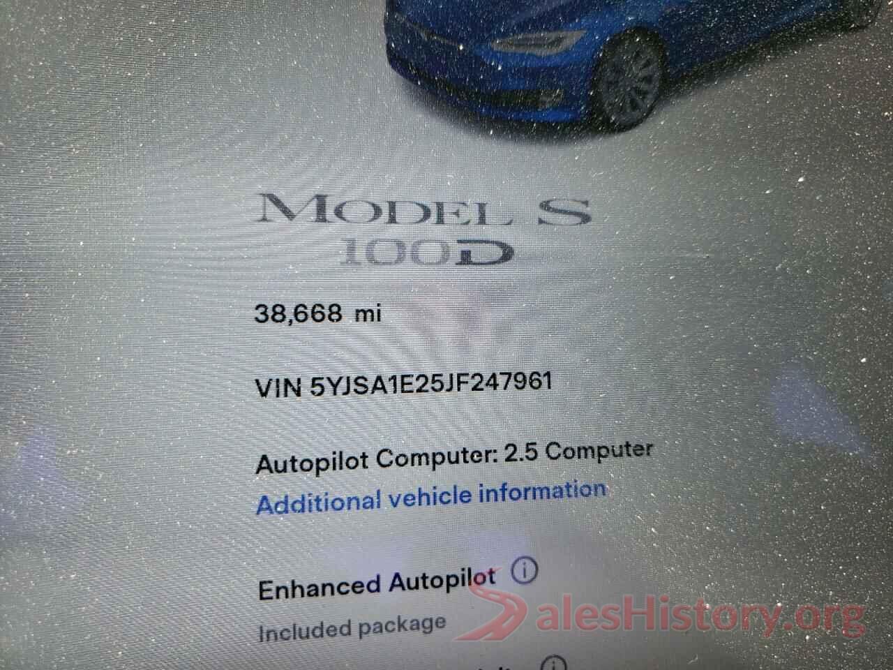 5YJSA1E25JF247961 2018 TESLA MODEL S