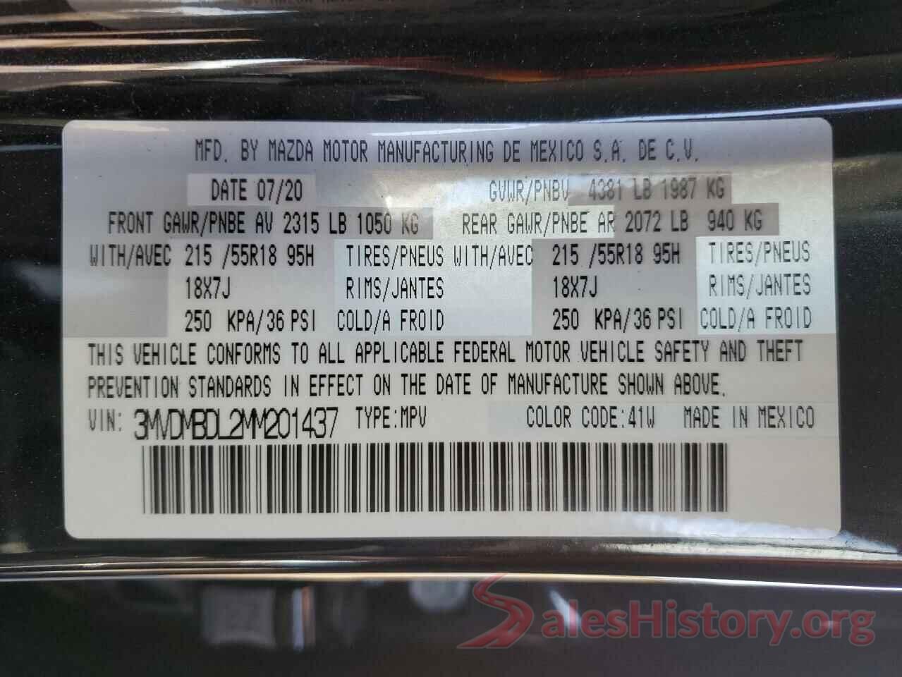 3MVDMBDL2MM201437 2021 MAZDA CX30