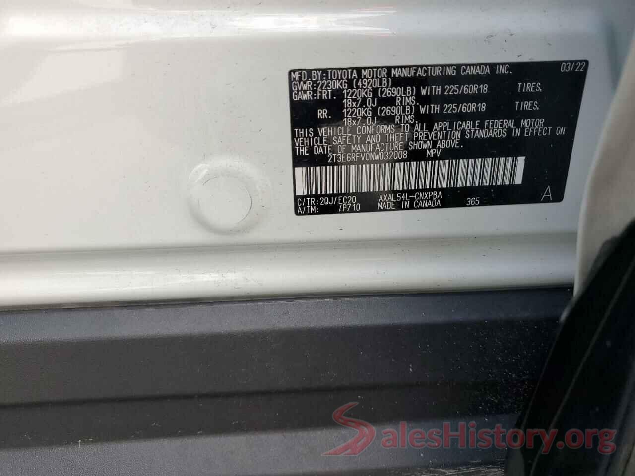 2T3E6RFV0NW032008 2022 TOYOTA RAV4