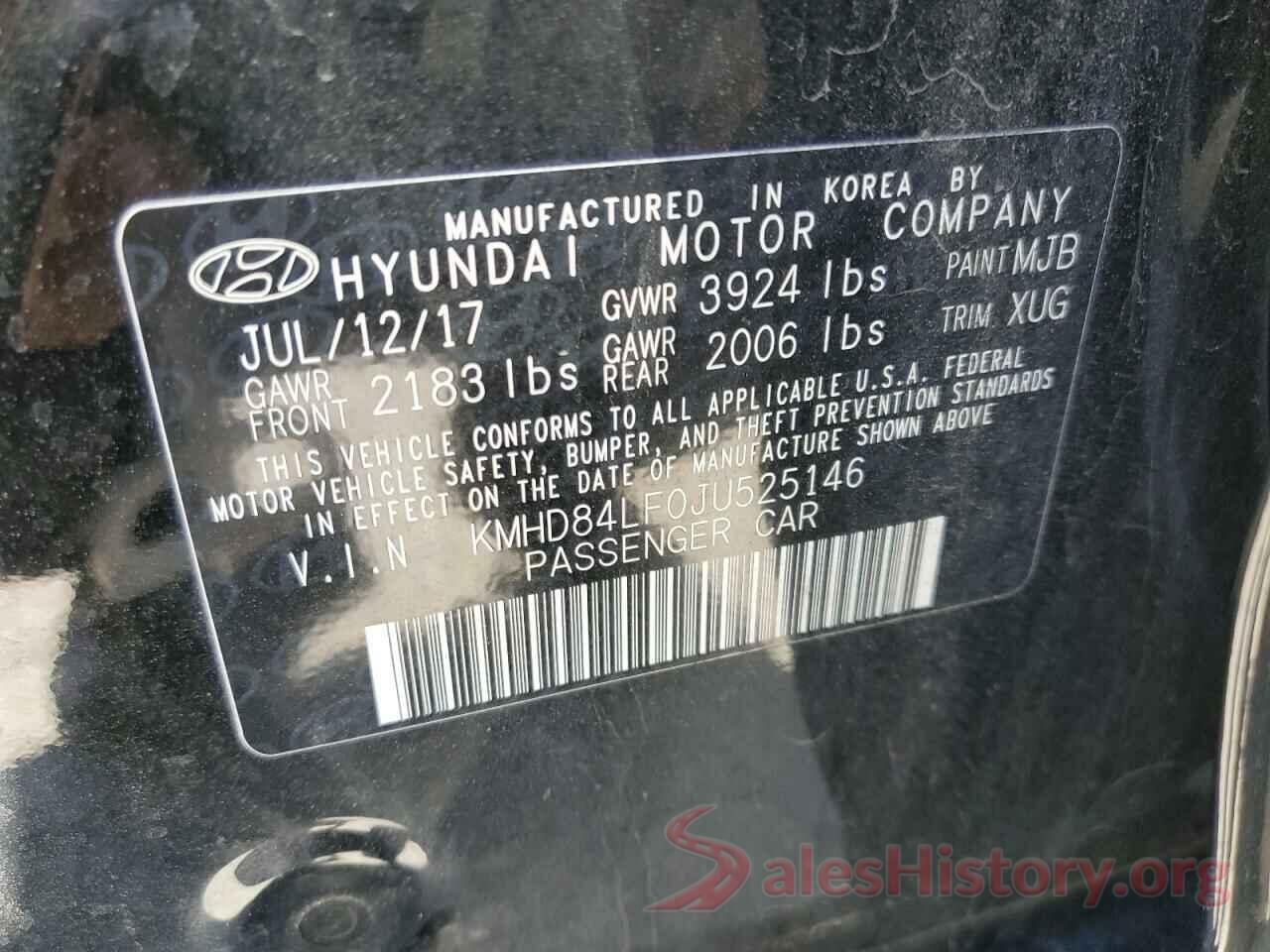 KMHD84LF0JU525146 2018 HYUNDAI ELANTRA