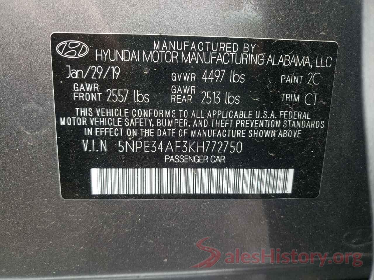 5NPE34AF3KH772750 2019 HYUNDAI SONATA