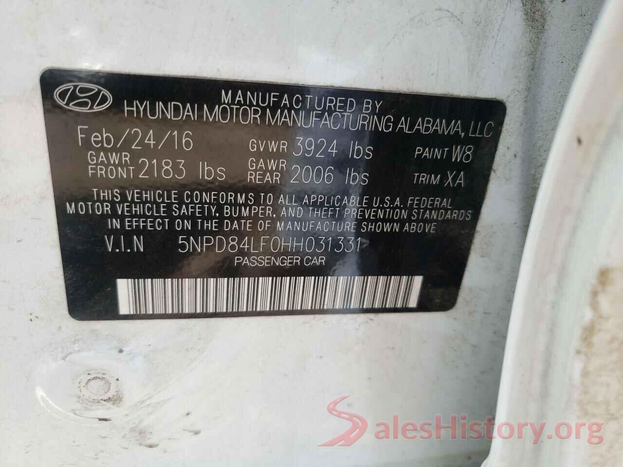 5NPD84LF0HH031331 2017 HYUNDAI ELANTRA